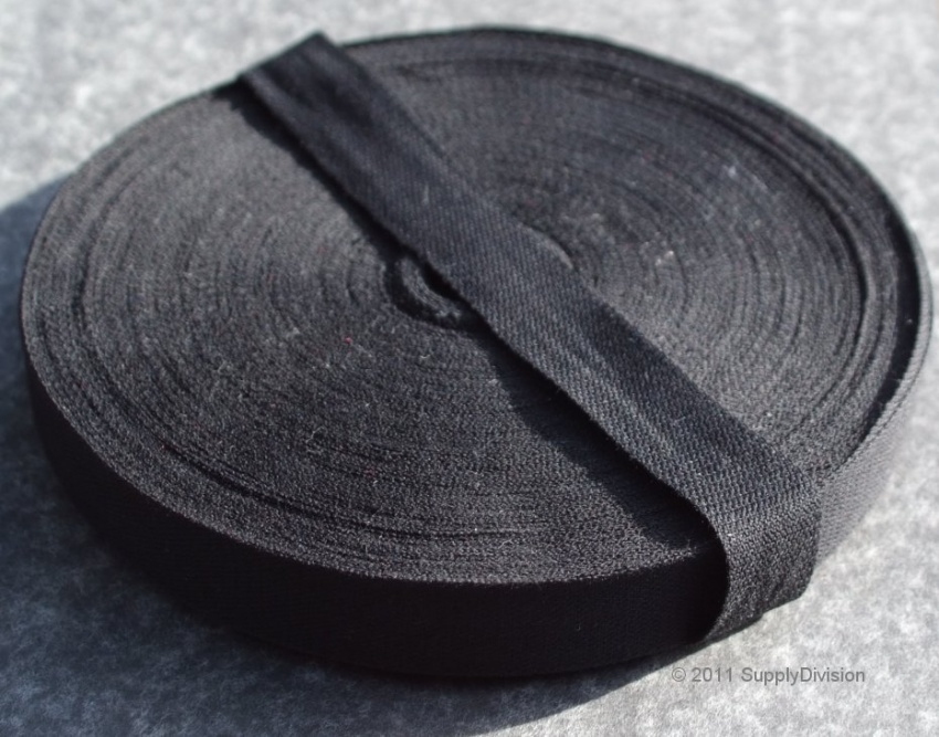 13mm Plain Weave Black cotton tape 50m